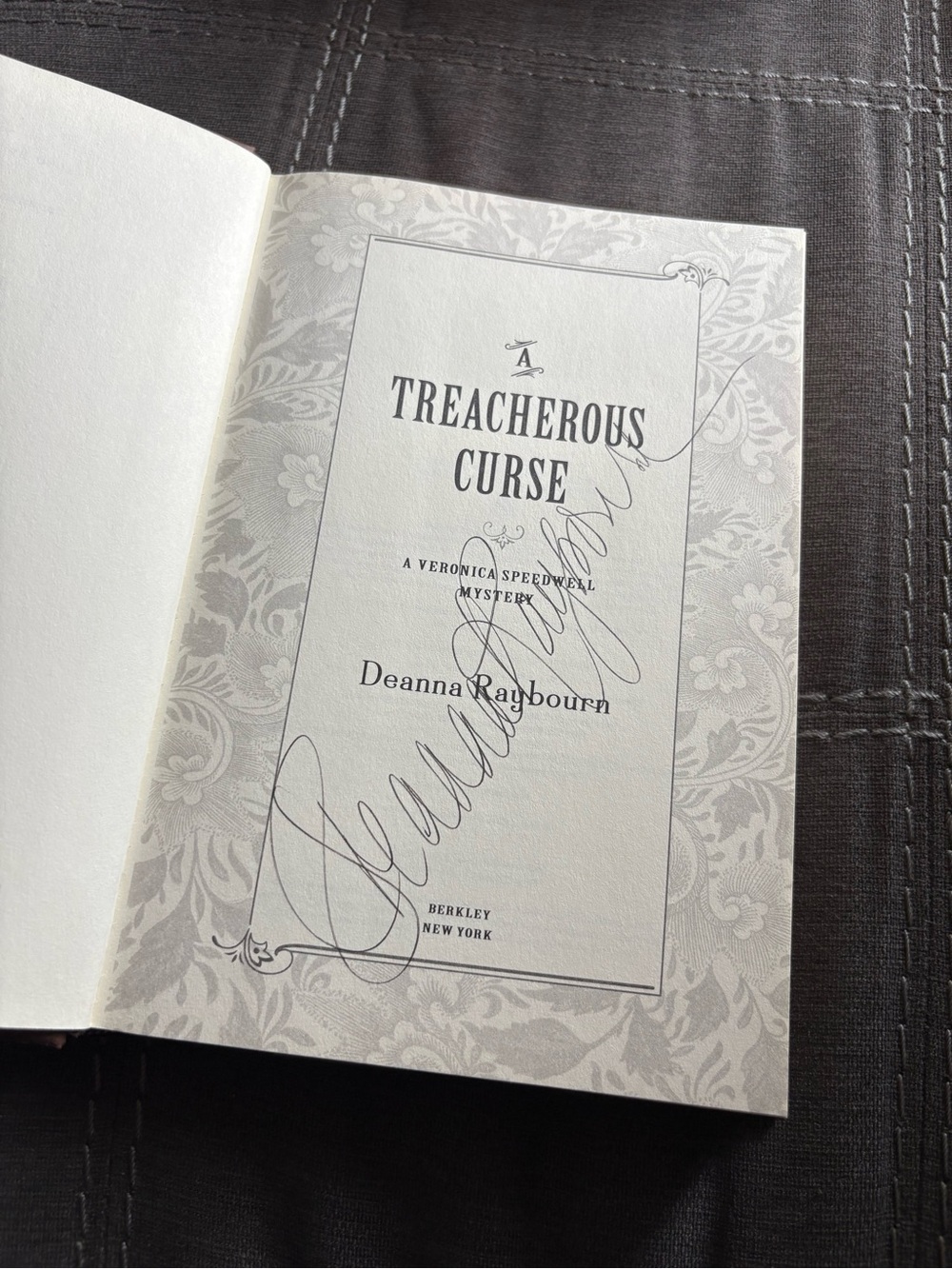 SIGNED Deanna Raybourn A Treacherous Curse 1st Edition 1st Printing Hardcover